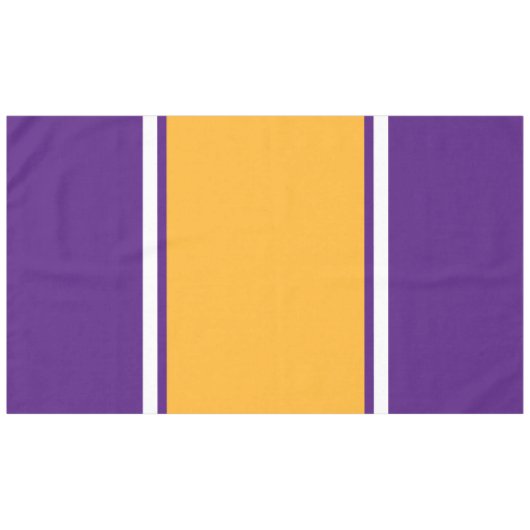 Helder Goudgeel Wit Paarse Racing Stripes Tafelkleed (Voorkant (Horizontaal))