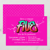 Helder Graffiti Vijf Uitnodiging (Voorkant / Achterkant)