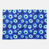 Helder Grieks Oogpatroon op Navy Blue Theedoek (Horizontaal)