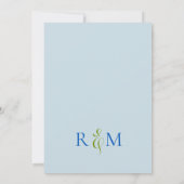 Helder Groen Blauw Eenvoudige Monogram Huwelijk Kaart (Achterkant)