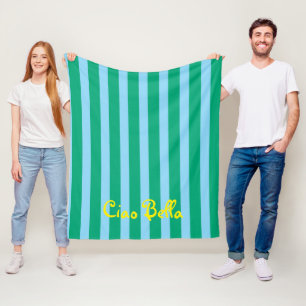 Helder groen en blauwe strepen Ciao Bella Fleece Deken