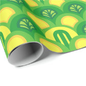 Helder groen en geel scallop art deco patroon cadeaupapier (Rol Hoek)