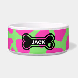 Helder groen en hete roze gepersonaliseerd voerbakje