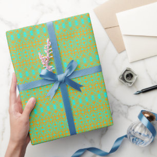 Helder groen en oranje patroon  cadeaupapier