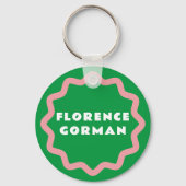 Helder groen en roze golvend Lijst Sleutelhanger (Voorkant)