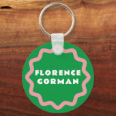 Helder groen en roze golvend Lijst Sleutelhanger (Voorkant)