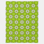 Helder groen en wit bloempatroon fleece deken (Voorkant)