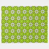 Helder groen en wit bloempatroon fleece deken (Voorkant (Horizontaal))