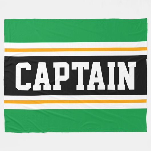 Helder Groen Geel Zwart CAPTAIN Racing Stripes Fleece Deken (Voorkant (Horizontaal))