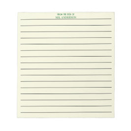 Helder groen gelinieerd papier van het bureau van notitieblok