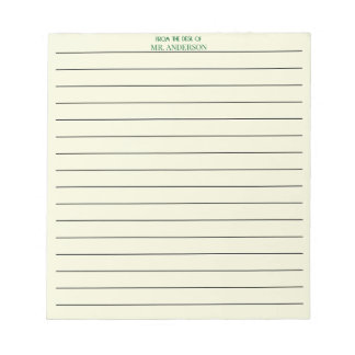 Helder groen gelinieerd papier van het bureau van notitieblok