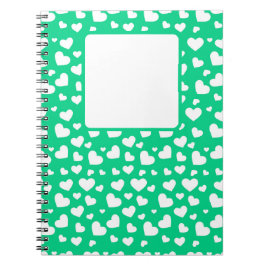 HELDER GROEN MET WITTE VALENTIJN LIEFDESHARTEN NOTITIEBOEK