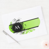 Helder groen monogram patroon ovale sticker (Envelop)