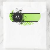 Helder groen monogram patroon ovale sticker (Tas)