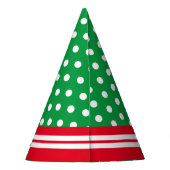Helder groen rood wit strepen betegelde polka stip feesthoedjes (Achterkant)