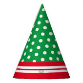 Helder groen rood wit strepen betegelde polka stip feesthoedjes (Links)