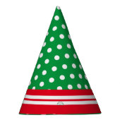 Helder groen rood wit strepen betegelde polka stip feesthoedjes (Rechts)