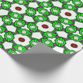 Helder Groen & Roze Geometrisch Bloempatroon Cadeaupapier (Hoek)