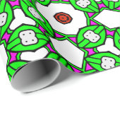 Helder Groen & Roze Geometrisch Bloempatroon Cadeaupapier (Rol Hoek)