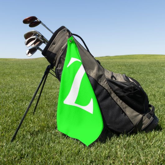 Helder groen wit monogram golfhanddoek (Groen)