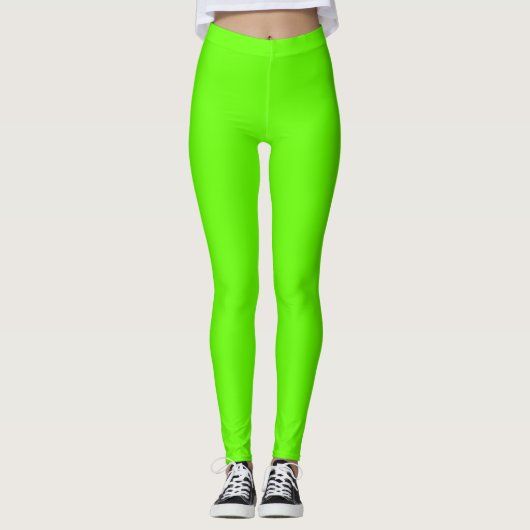 Helder groene kleur effen vlak leggings (Voorkant)