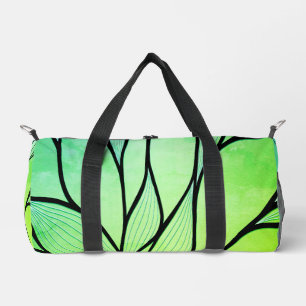 Helder groene tinten creatief bladpatroon  plunjezak