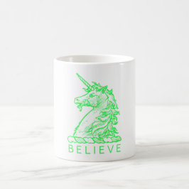 Helder Groene Unicorn Magisch Citaat Gelooft of Na Koffiemok