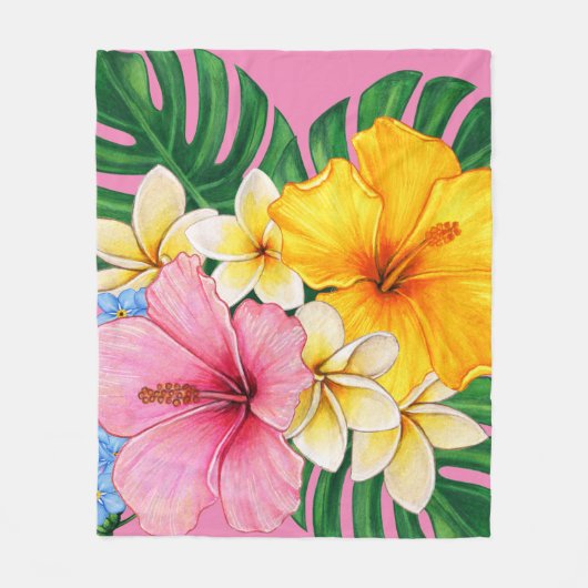 Helder grote bloemen  fleece deken (Voorkant)