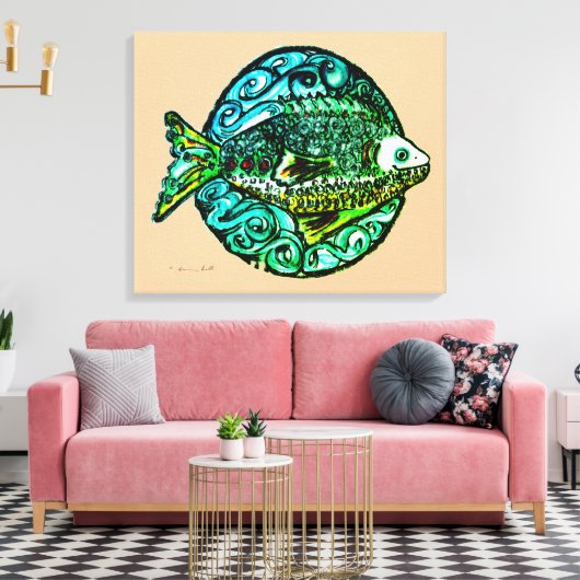 Helder hedendaags Vriendelijke Vis fine art print (Insitu (Woonkamer))