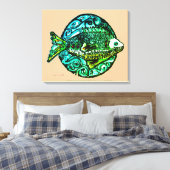 Helder hedendaags Vriendelijke Vis fine art print (Insitu (Slaapkamer))