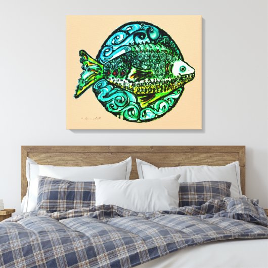 Helder hedendaags Vriendelijke Vis fine art print (Insitu (Slaapkamer))