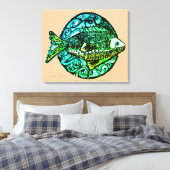 Helder hedendaags Vriendelijke Vis fine art print (Insitu (Slaapkamer))