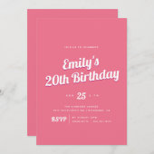 Helder Heet Roze | Girly Retro verjaardagsfeestje Kaart (Voorkant / Achterkant)