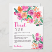 Helder heet roze herfst bloemenschrift vrijgezelle bedankkaart (Voorkant)