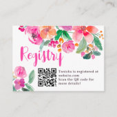 Helder heet roze herfst bloemenscript bruids regis informatiekaartje (Voorkant)