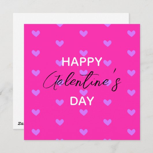 Helder Heet Roze Lavendel Harten Gelukkige Galenti Feestdagenkaart (Voorkant / Achterkant)