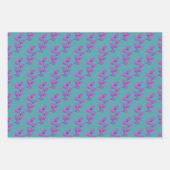 Helder Heet Roze & Turquoise Waterverf Botanisch Inpakpapier Vel (Voorkant)