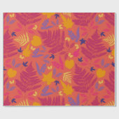 Helder, heet roze varenpatroon cadeaupapier (Vlak)