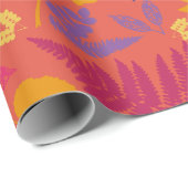 Helder, heet roze varenpatroon cadeaupapier (Rol Hoek)
