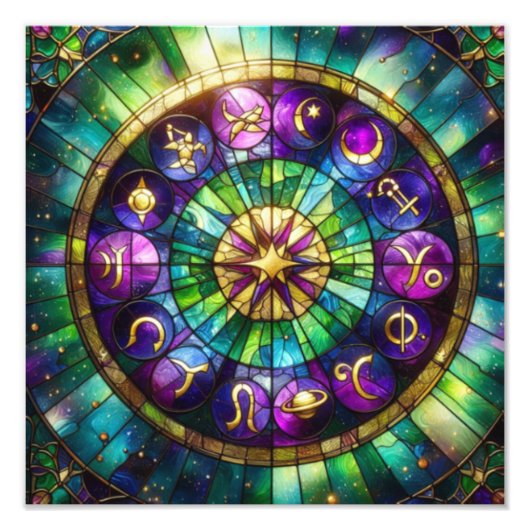 'Helder hemels glas in lood stijl poster (Voorkant)
