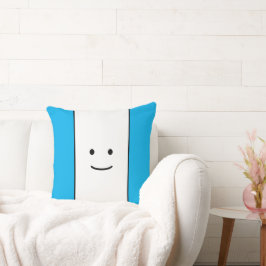 Helder hemelsblauw witte strepen weinig glimlach g kussen