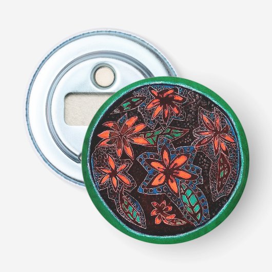 Helder henna patroon button flesopener (Voorkant)