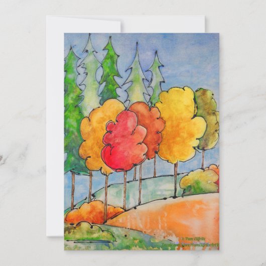 Helder herfstbomen in rood en oranje aquarel Ho Feestdagenkaart (Voorkant)