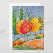 Helder herfstbomen in rood en oranje aquarel Ho Feestdagenkaart (Voorkant / Achterkant)