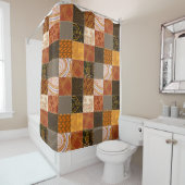 Helder herfstpatchwork douchegordijn (In situ)