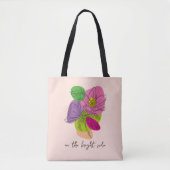 Helder Hibiscus Flower Line Art Tote Bag (Voorkant)