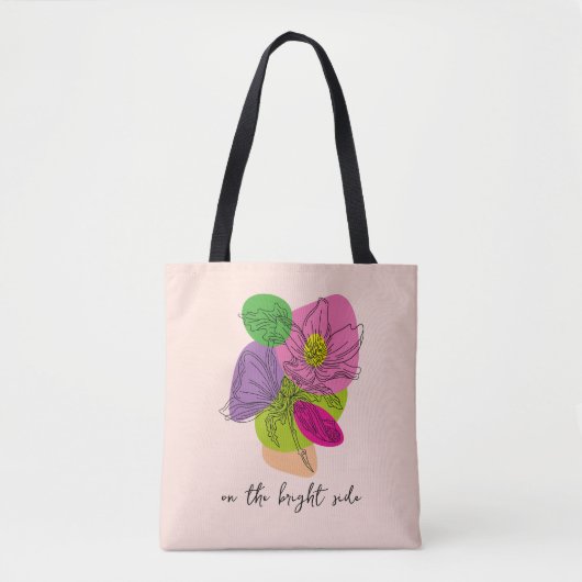 Helder Hibiscus Flower Line Art Tote Bag (Voorkant)