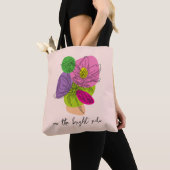 Helder Hibiscus Flower Line Art Tote Bag (Dichtbij)