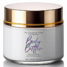 Helder holografisch glitterscript Body Butter-labe