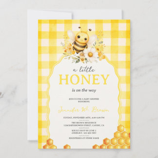 Helder honingbij bijenkorf babyshower kaart